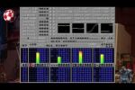 Amiga ProTracker med mönsterdata, ljudkanaler och färgade nivåstaplar